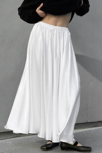 Daily Elegant Solid Color Pleated Loose High Waist Type A Solid Color Bottoms