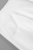 Casual Street Solid Color Draw String Pocket Buttons Turndown Collar Long Sleeve Two Pieces