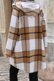 Casual Plaid Irregular Zipper Contrast Hooded Outerwear