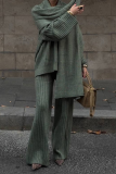 Casual Street Solid Color Weave Potholes V Neck Long Sleeve Two Pieces(Send a scarf)