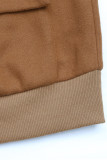 Casual Solid Color Pocket Buttons O Neck Outerwear