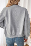 Casual Solid Color Zipper O Neck Tops