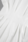 Casual Solid Color Buttons Ruched Turndown Collar Tops