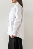 Casual Daily Solid Color Pocket Buttons Turndown Collar Tops