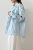 Casual Daily Solid Color Pocket Buttons Turndown Collar Tops