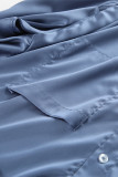 Elegant Solid Color Lace Up Buckle Adjustable Turndown Collar Shirt Dresses