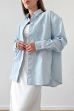 Casual Daily Solid Color Pocket Buttons Turndown Collar Tops