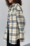 Casual Daily Plaid Buttons Contrast Turndown Collar Tops