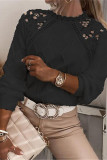 Daily Celebrities Solid Color Lace O Neck Tops