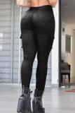 Casual Street Solid Color Pocket Skinny Low Waist Solid Color Bottoms