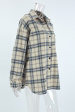 Casual Daily Plaid Buttons Contrast Turndown Collar Tops