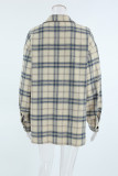 Casual Daily Plaid Buttons Contrast Turndown Collar Tops