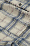 Casual Daily Plaid Buttons Contrast Turndown Collar Tops
