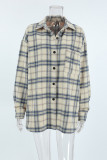 Casual Daily Plaid Buttons Contrast Turndown Collar Tops