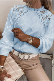 Daily Celebrities Solid Color Lace O Neck Tops