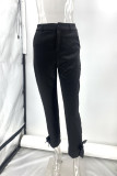 Casual Solid Color Bow Decor Straight High Waist Pencil Solid Color Bottoms