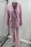 Casual Solid Color Buttons Patchwork Turn-back Collar Long Sleeve Two Pieces(No interior design)