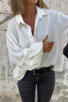 Casual Daily Solid Color Ruffle Turndown Collar Tops