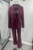 Casual Solid Color Buttons Patchwork Turn-back Collar Long Sleeve Two Pieces(No interior design)