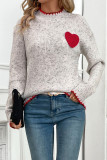 Casual Heart Shaped Patch Weave Half A Turtleneck Tops