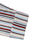 Casual Stripe Buttons Patchwork Hot Drill Contrast Turndown Collar Tops