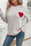 Casual Heart Shaped Patch Weave Half A Turtleneck Tops