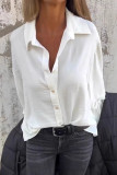Casual Daily Solid Color Ruffle Turndown Collar Tops