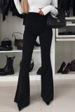 Elegant Solid Color Patchwork Ruched Regular High Waist Speaker Solid Color Bottoms