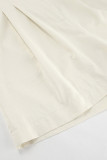Casual Solid Color Pocket Buttons Ruched V Neck Long Sleeve Two Pieces