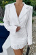 Elegant Solid Color Ruffle Ruched Turn-back Collar Wrapped Skirt Dresses