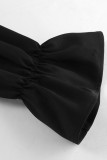 Elegant Solid Color Patchwork Zipper Peter Pan Collar A Line Dresses