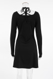 Sexy Solid Color Cross Straps Square Neck A Line Dresses
