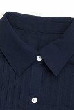 Casual Solid Color Buttons Turndown Collar Tops