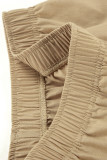 Casual Daily Solid Color Pocket Buttons Slit Turndown Collar Long Sleeve Two Pieces