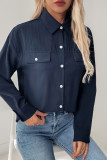 Casual Solid Color Buttons Turndown Collar Tops