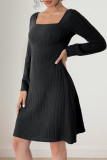Sexy Solid Color Backless Butterfly Square Neck A Line Dresses