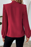 Daily Elegant Solid Color Bow Decor Pleated Tie Neck Tops
