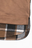 Casual Plaid Draw String Contrast Hooded Tops