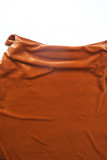 Casual Solid Color Ruched Velvet U Neck Tops