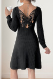 Sexy Solid Color Backless Butterfly Square Neck A Line Dresses