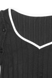 Elegant Solid Color Buttons Slit Potholes V Neck Sleeveless Two Pieces