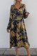 Elegant Bronzing Pattern With Belt V Neck A Line Dresses