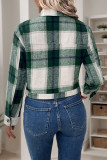 Casual Plaid Pocket Bow Decor Contrast Turndown Collar Outerwear