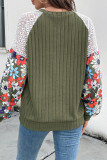 Casual Daily Floral Print Patchwork Contrast Potholes O Neck Tops