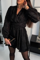 Sexy Solid Color Cut Out Bow Decor V Neck A Line Dresses