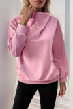 Casual Solid Color Pocket Zipper Zipper Collar Tops