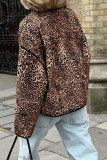 Casual Street Leopard Pocket Patchwork O Neck Outerwear
