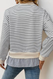 Casual Street Stripe Patchwork Contrast Half A Turtleneck Tops