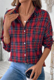 Daily Plaid Buttons Contrast Turndown Collar Tops