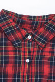 Daily Plaid Buttons Contrast Turndown Collar Tops